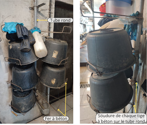 Photos annotées de l'égouttoir.