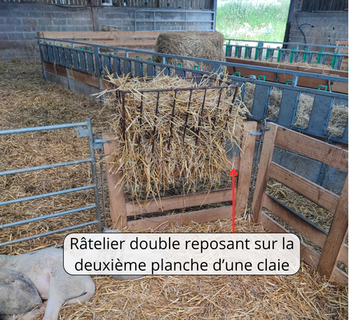 Photo annotée du râtelier sur une claie.
